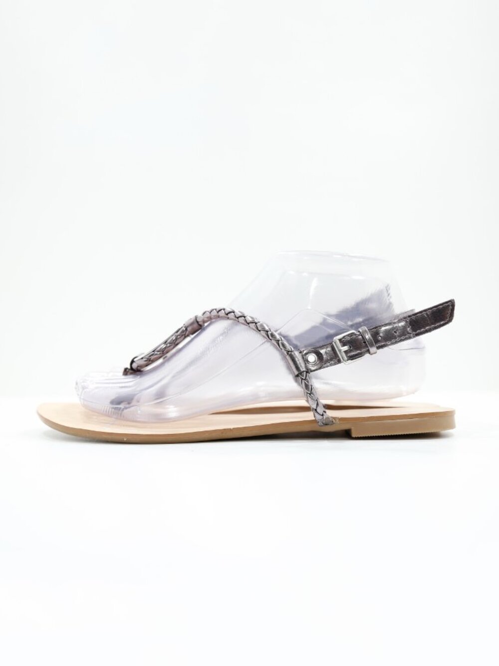 DV Dolce Vita Devah Silver Faux-Leather Braided Lightweight Thong Sandals - 8